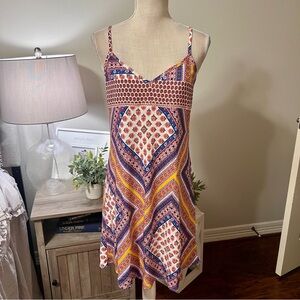 NWT Skies Are Blue Spaghetti Strap (Adj) Print Handkerchief Dress Size Small